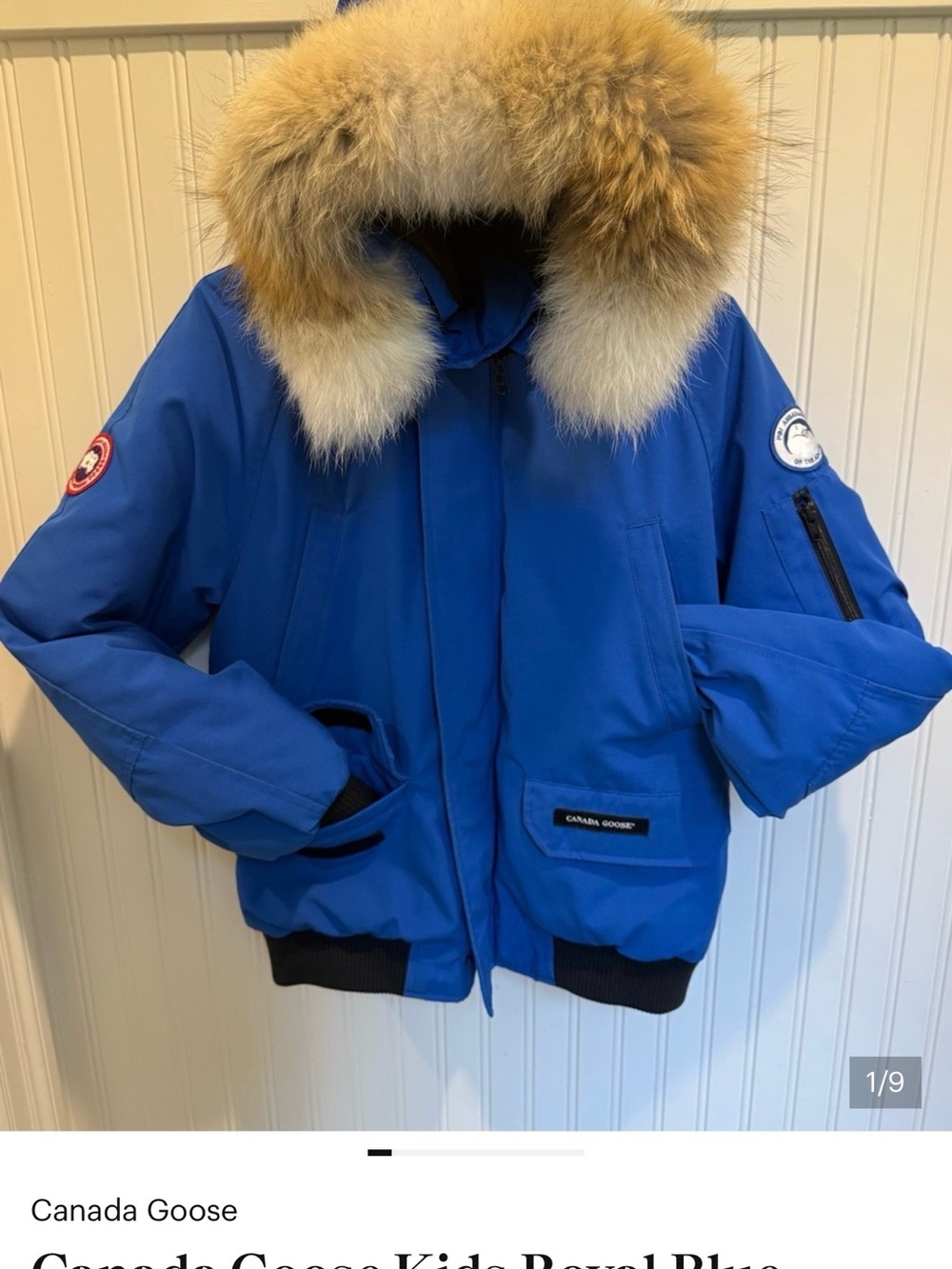 Canada Goose Royal Blue Kids Parka with Fur-Trim Hood